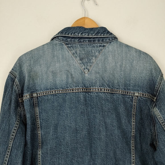 Vintage Tommy Hilfiger Trucker Jean Jacket Size Large Blue Denim - Picture 10 of 15